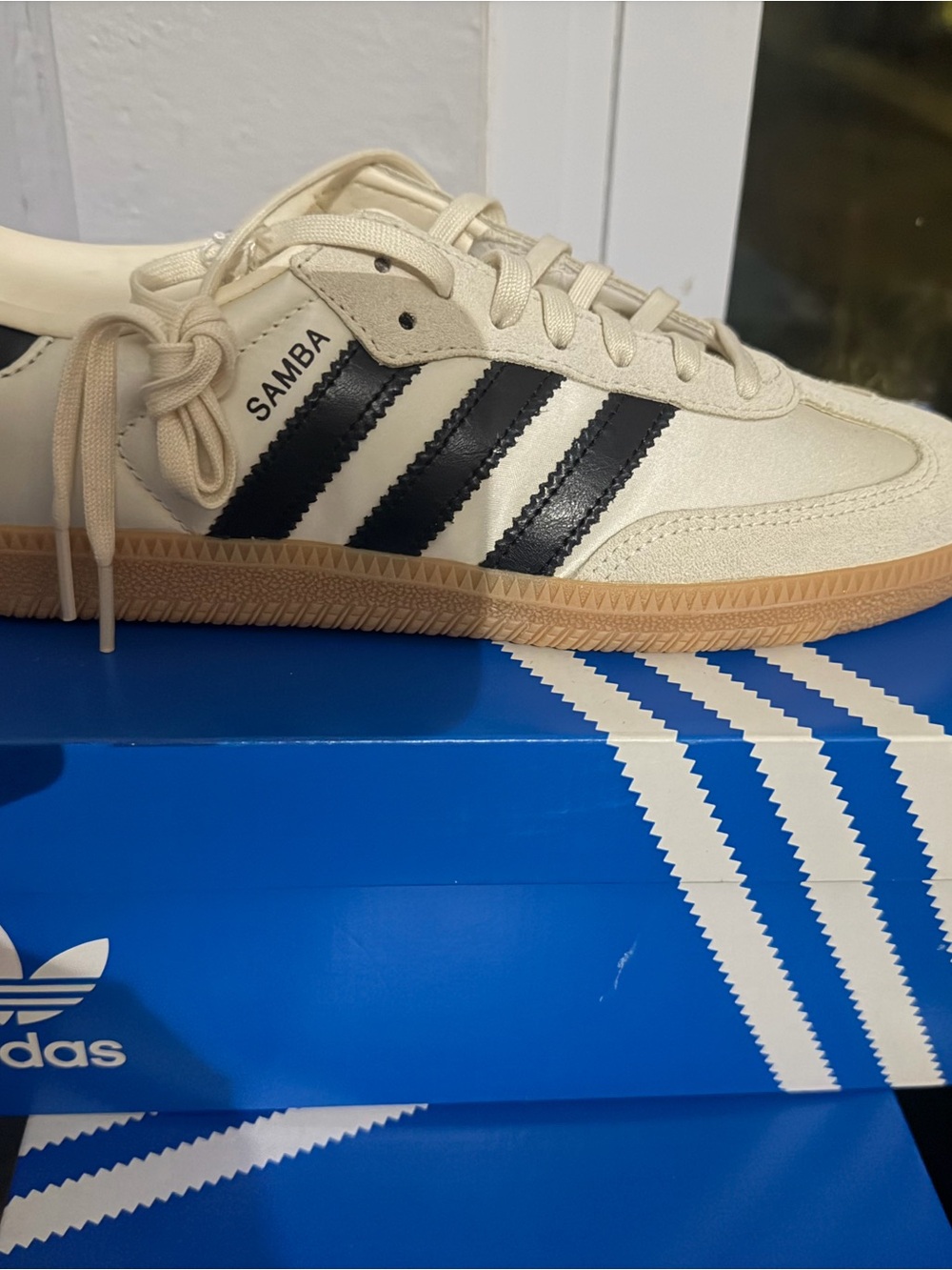 adidas Samba Cream & Black Leather Sneakers with Gum Sole